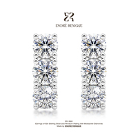 Orecchini a perno rettangolari curvi con moissanite, in argento sterling 925, colore D, moissanite VVS, gioielli da donna