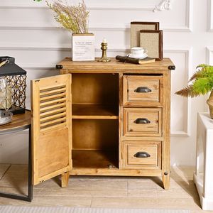 Aparador Moderno INNOVA de Madera con 3 Cajones y Puertas de Persiana para Entrada de Casa de Campo, Cocina, Comedor, Hotel, Sala de Estar, Almacenamiento - Product Image 3