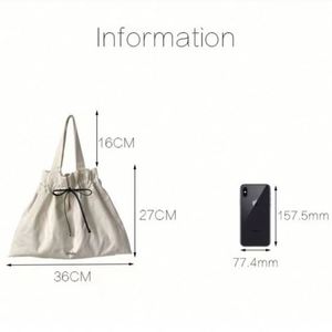 LILA Fashion Design Ribbon Handle Hobo Casual Cute Girl Teenage Ladies Shopping Eco-friendly Durable Canvas Tote <b>Bag</b> - Product Image 2