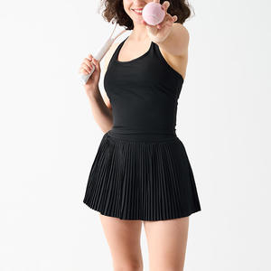 Kadın atletik egzersiz yastıklı Tank Top ve etek şort ve cepler ile <span class=keywords><strong>2</strong></span> parça tenis etek seti - Product Image 3