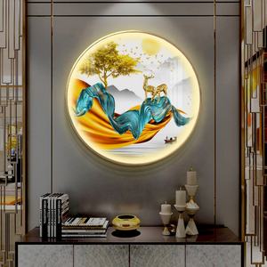 Peinture décorative à LED en forme de paon, très vendue, peinture murale ronde en porcelaine de cristal - Product Image 3