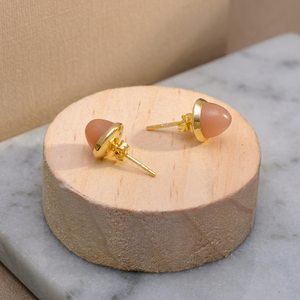 Boucles d'oreilles en forme de crayon véritable en forme de pierre de lune pêche solide. Bague en argent sterling 925 faite à la main pour unisexe - Product Image 3