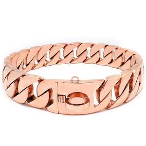 高品質ステンレス製大型犬用ハーネス、高級感あふれるイリュージョンメッキキューバンリンクチェーン、名入れブルドッグ用首輪リボン - Product Image 5