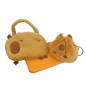 Bolsa de Felpa de Algodón con Diseño de Capibara, Linda Bolsa de Mano Suave con Correa para el Hombro, Bolso de Dibujos Animados para Niños, Regalo de Viaje para Aliviar el Estrés - Product Image 1