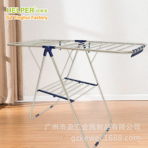 Helper Stainless Steel Floor Standing Folding Clothes <b>Drying</b> <b>Rack</b> Rectangle Rust Resistant Mobile Design - Product Image 4