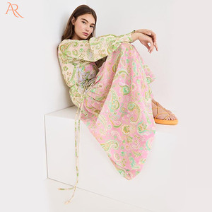 เสื้อเชิ้ตผูกเชือกเย็บสไตล์วันหยุด,เดรสกระโปรงแขนยาวทรงหลวม - Product Image 6