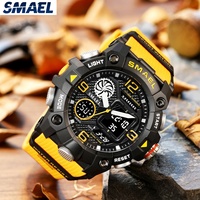 Nouvelle montre de plongée intelligente SMAEL 8055 lumineuse 2023, chronographe, chronomètre, date, alarme, unisexe, sport, tonneau 51 mm, 3ATM/5ATM