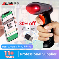 EDOO W41-21 Scanner de codes-barres portable sans fil 2.4G, mini lecteur QR PDF417, longue durée de vie de la batterie, COM/USB, stock pour supermarché