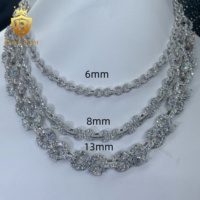 Nouvelle Collection Collier Chaîne à Maillons Infinis et Cubains en Moissanite VVS, Pierres Mélangées Taille Poire 6mm 8mm 13mm