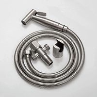 Pulvérisateur de bidet moderne en argent brossé, écologique, kit de jet de toilette portatif pour salle de bain, pulvérisateur Shattaf, tuyau anti-explosion 304