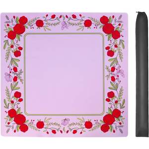 EVER TRIED Grand tapis de jeu de mahjong antidérapant et insonorisant imprimé rose 31,5x31,5 pouces avec sac de transport noir pour jeux de société et de poker - Product Image 5