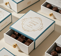 Boîte à tiroirs en papier de qualité supérieure de luxe personnalisée pour offrir des truffes en chocolat noir Boîte d'emballage de luxe en chocolat