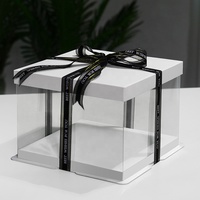 Boîte à gâteau d'anniversaire carrée en plastique transparent 6 pouces 8 pouces 10 pouces double couche portable écologique emballage de boulangerie recyclé