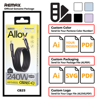 Cable de Carga Remax Tipo C de 240W, Cable USB C a USB C con Trenzado de Nailon, Cable de Carga Rápida de 240W con Carcasa de Aleación de Aluminio