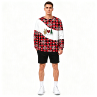 Sweat-shirt à col rond pour homme personnalisé OEM ODM avec impression intégrale sur le thème de la paix, de l'amour et de Noël pour les fêtes de Noël