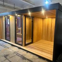 Sauna professionnel personnalisé en bois carbonisé électrique pour 4 à 6 personnes, pavillon de luxe moderne avec douche et salon, commande informatique pour villa