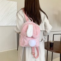 Sac à dos en peluche douce YHY avec oreilles de lapin à double poignée, idéal comme cadeau d'anniversaire