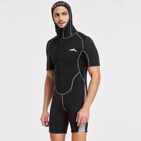 Traje de Neopreno Impermeable y Cortavientos con Cierre en el Pecho, Traje de Buceo con Capucha y Manga Corta para Surf, Snorkel, Pesca Submarina y Deportes Acuáticos