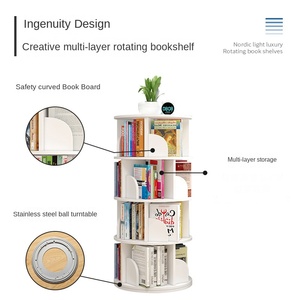 Étagère de rangement pour salon, design moderne, 3 niveaux, en bois, rotative à 360 degrés, sur pied, écologique, pour enfants et adultes - Product Image 2