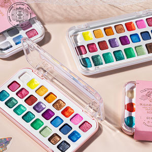 רובנס מתמחה בהתאמה אישית ובסיטונאות של ציוד אמנות איכותי בקופסאות שקופות של צבעי מים פנינה ב-12/24 צבעים. - Product Image 2