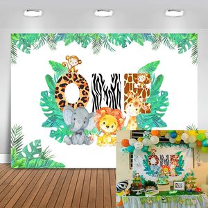 Tema giungla 1 ° compleanno sfondo Safari <span class=keywords><strong>animali</strong></span> sfondo per ragazzo 7x5ft vinile leone giraffa elefante scimmia Zoo <span class=keywords><strong>animali</strong></span> ragazzo - Product Image 4