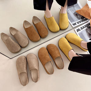 Women's Round Toe Hook & Loop <b>Flats</b> Solid Color Casual Daily Wear Comfortable Lightweight Genuine Leather Korean Fashion - Product Image 2