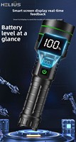 Lampe torche LED à zoom en alliage d'aluminium, étanche IP65, rechargeable, blanc super lumineux, longue durée de vie de la batterie, affichage LED, pour l'extérieur