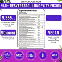 Capsules NAD tout-en-un Vitahealthy Private Label Factory 18 en 1 avec Resvératrol, Berbérine, Fisetine, Quercétine et fusion minérale