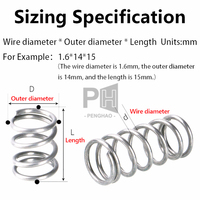 Combinaison de petit ressort OEM Diamètre du fil 0.5/0.3/0.4 OD4/5/6 10-30 longueur 225 Ressort de compression en acier inoxydable 304 de haute qualité