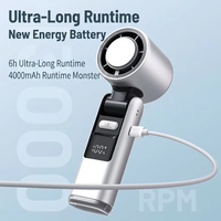 Ventilador de Mano Turbo Ajustable de 100 Niveles con Logotipo Personalizado, Pantalla LED, Refrigeración por Semiconductor, 2400mAh, Mini Ventilador Portátil de Bolsillo