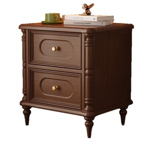 Solid Wood Nightstand <b>Walnut</b> Color 2 <b>Drawers</b> Storage Bedroom Furniture - Product Image 1