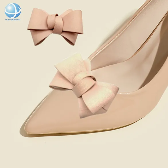 Trendy Geschenken Nude Strik Schoen Clips Handgemaakte Stof Knoop Clip Voor Vrouwen Schoenen Decor