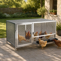 CHONGTONGPET Cage extérieure en métal pour volailles, poulailler, enclos d'élevage rectangulaire en treillis diamanté, mangeoire galvanisée, tout en métal