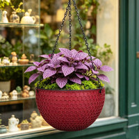 Grand panier suspendu traditionnel à double pot pour plantes, avec trous de drainage, 1,28 L, en PP durable, pour usage intérieur/extérieur