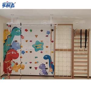 ผนังปีนป่ายสำหรับเด็ก ดีไซน์ใหม่ ปี 2025 พร้อมเชือกวงแหวนไม้ สำหรับพื้นที่เล่นในบ้าน - Product Image 6