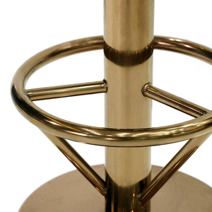Swivel Stainless Steel High <b>Bar</b> Chair Rounded <b>Stool</b> With Footrest Barber <b>Leather</b> Cushion Restaurant Furniture - Modern Simple - Product Image 2