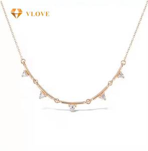 VLOVE produttori di gioielli personalizzati catene belle collane linea spezzata 14K 18K oro vera <span class=keywords><strong>collana</strong></span> di <span class=keywords><strong>diamanti</strong></span> - Product Image 2