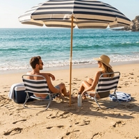 Chaise de plage rayée moderne en gros, chaise de camping portable à profil bas avec cadre métallique, siège de vacances pour l'extérieur