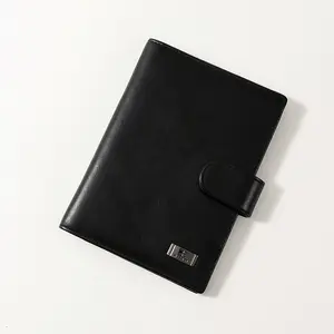 Custom Simple Fashion Black Travel Passport Holder Genuine Leather Purse Buckle On Card Holder Wallet Passport Cover For Men