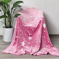 Couverture pour enfants en flanelle polaire tricotée, motif animal coloré, luminescente dans le noir, lavable en machine, pour toutes les saisons