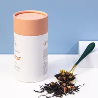 Boîte d'emballage cylindrique en papier artisanal écologique, impression quadricolore, estampage à chaud pour sachets de thé de qualité alimentaire, probiotiques