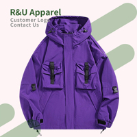 Veste matelassée unisexe style montagne hiver avec capuche, fermeture éclair, coupe-vent, toile délavée, décontractée, multi-poches