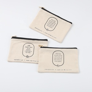 Bolsa de Lona Natural con Logotipo Personalizado, Bolsa de Maquillaje con Cierre de Algodón, Bolsa Cosmética - Product Image 2