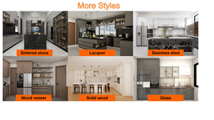 Ensemble complet de meubles de cuisine contemporains pour clients, entièrement assemblés, en noir - Product Image 6