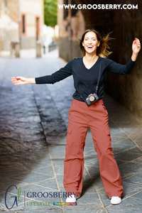 Pantalones Cargo Color Caqui para Mujer, Cintura Alta, Corte Recto, Estilo Utilitario, Multibolsillos, Casuales, para Uso Diario - Product Image 5