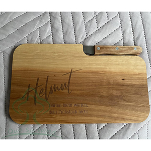 Tabla de pan de madera Premium con cuchillo, tabla de cortar de madera, tabla de desayuno con grabado - Product Image 5