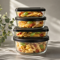 Boîte à lunch rectangulaire en verre borosilicate de 820 ml avec couvercle en plastique sans BPA, compatible micro-ondes, anti-fuite, écologique, fournie par l'usine