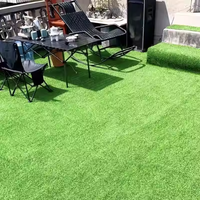 Panneaux Muraux de Clôture Design Gazon Artificiel Vert UV, Gazon Synthétique Noir de Paysage, Revêtement de Toit 20mm
