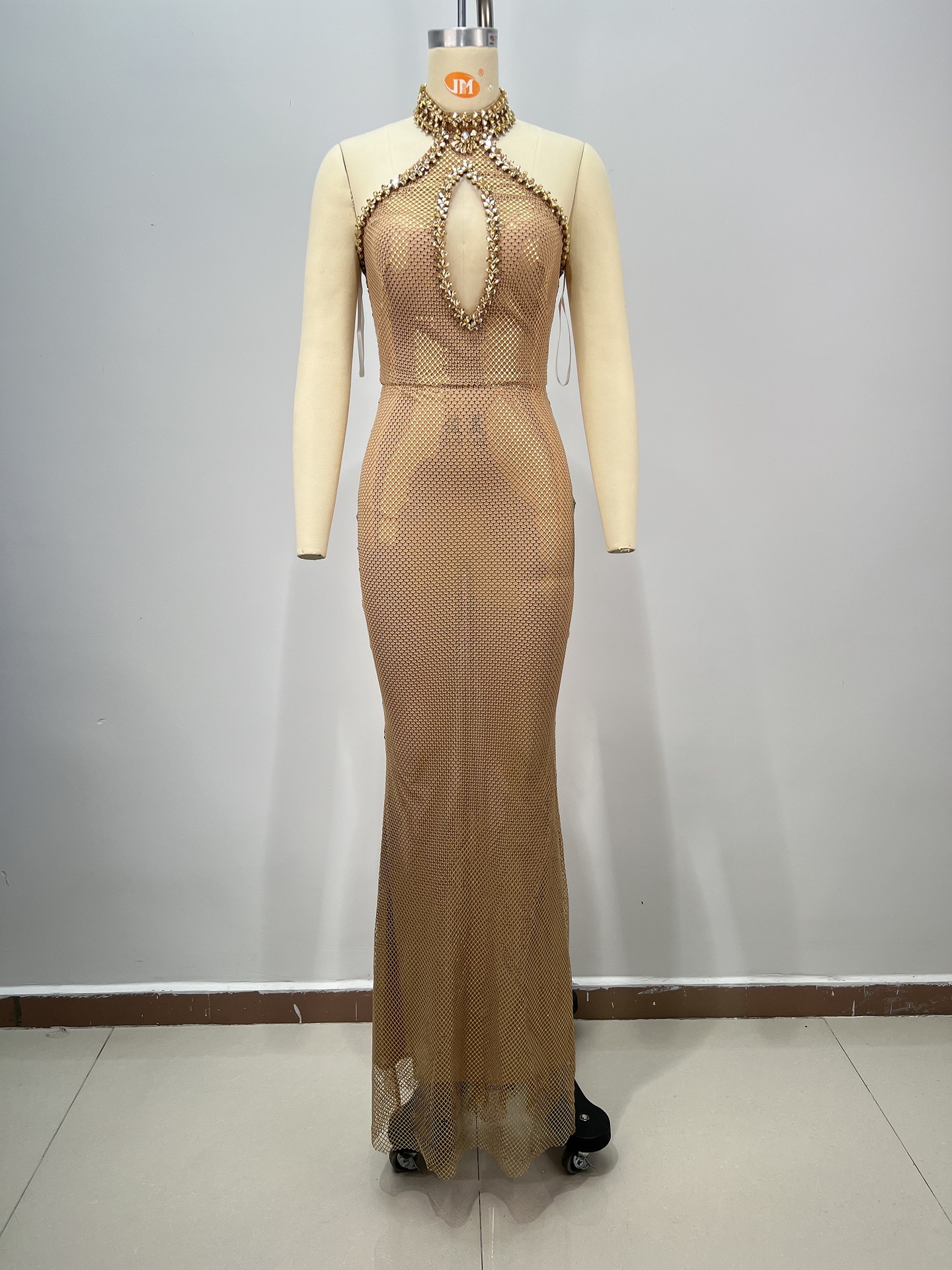 green emerald velvet dress Make It Known Net Dress in Gold Metallic main image 1