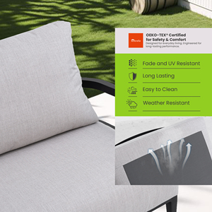 Fauteuil de salon pivotant moderne pour l'extérieur, entièrement soudé - Cadre en aluminium de qualité supérieure, tissu confortable, dossier ergonomique, base en forme de bateau - Product Image 6